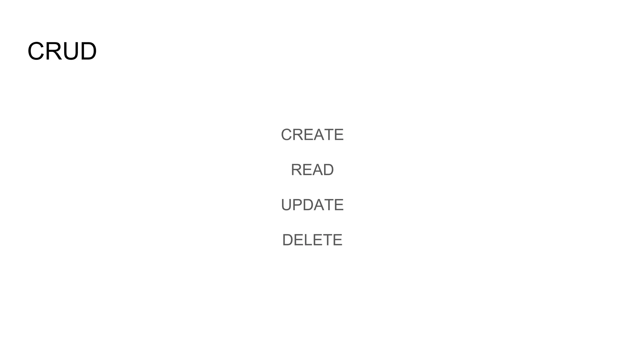 CRUD
CREATE
READ
UPDATE
DELETE
 