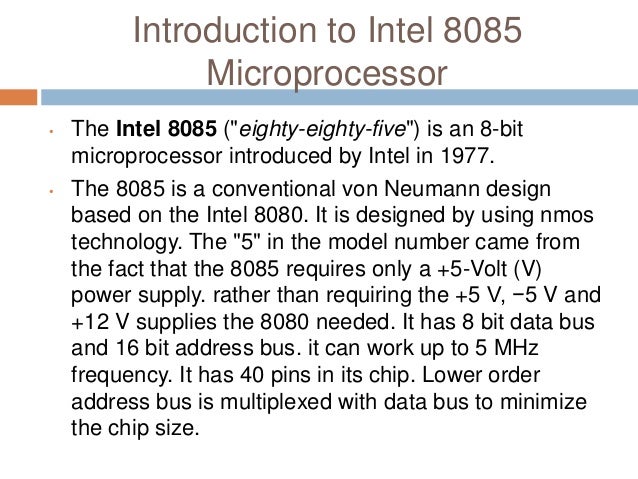 Introduction to 8085 microprocessor