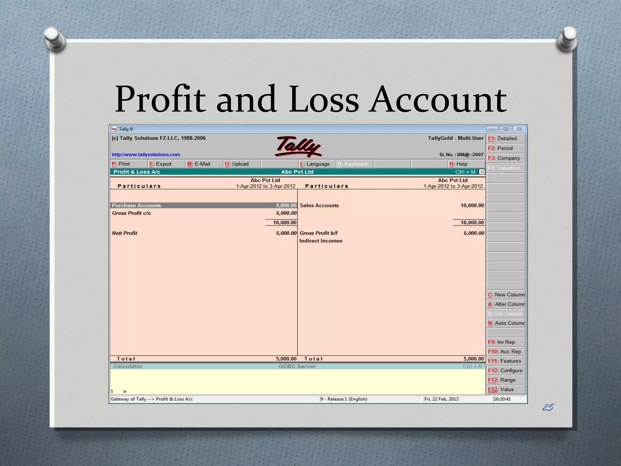 Profit and Loss Account




                          25
 