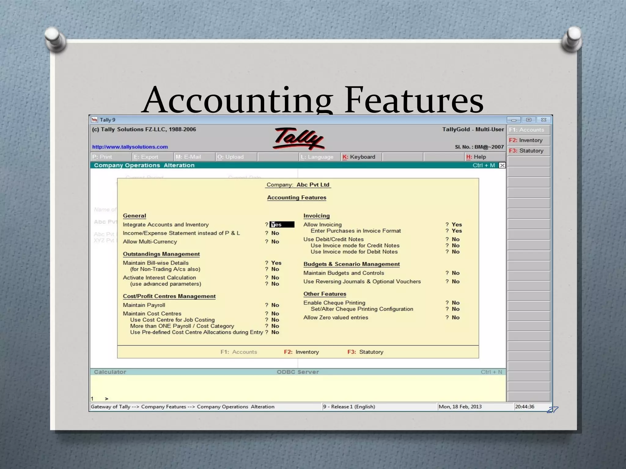 Accounting Features




                      27
 