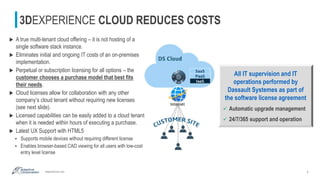 adaptivecorp.com
3DEXPERIENCE CLOUD REDUCES COSTS
4
 A true multi-tenant cloud offering – it is not hosting of a
single s...
