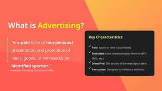 Introduction to Advertising and its core | PPTX