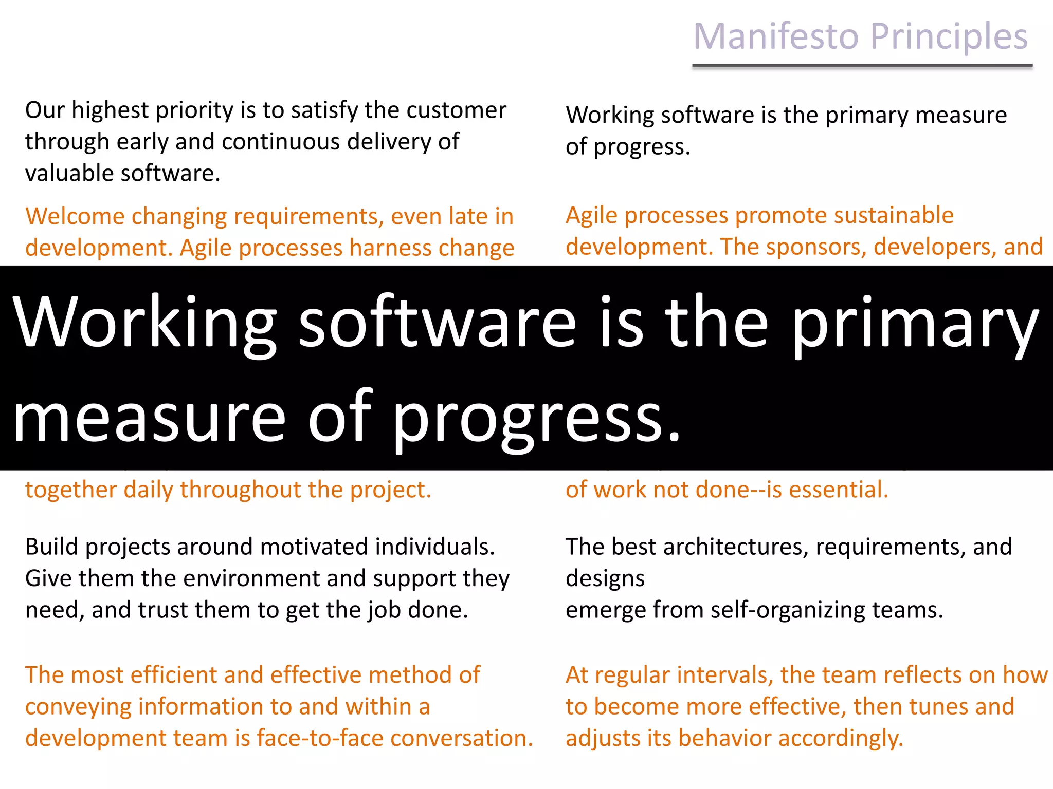 Working software over comprehensive documentation