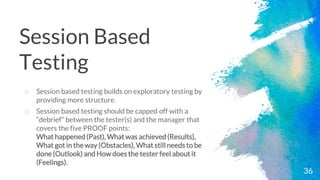 Session Based Testing Png Introduction to Agile Testing | PPTX