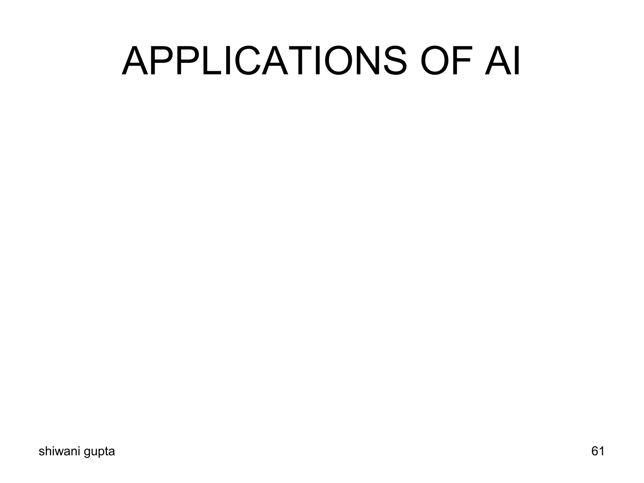 APPLICATIONS OF AI
shiwani gupta 61
 