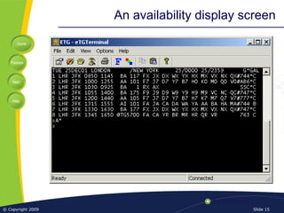 Home
Previous
Next
Help
© Copyright 2009 Slide 15
An availability display screen
 