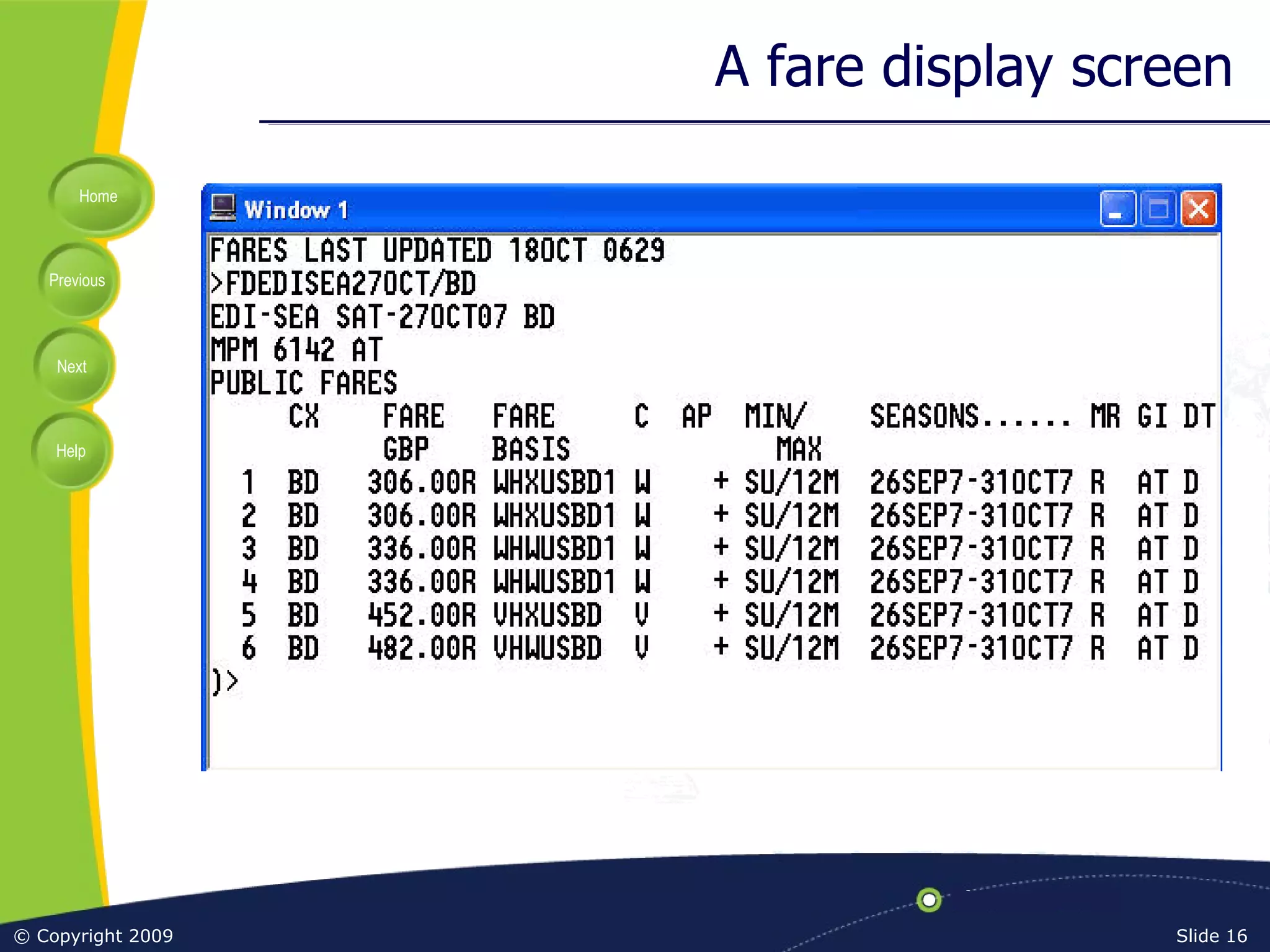 A fare display screen 