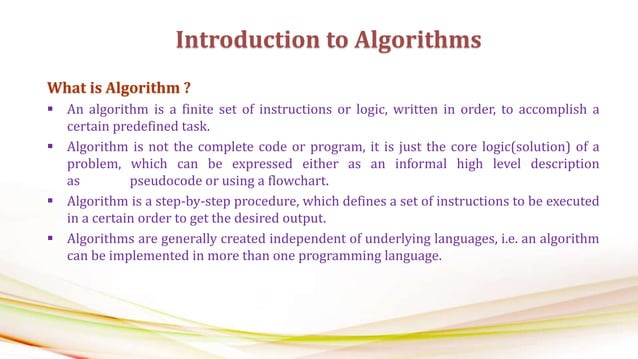 Introduction to algorithms | PPT
