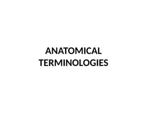 ANATOMICAL
TERMINOLOGIES
 