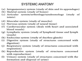 SYSTEMIC ANATOMY
 