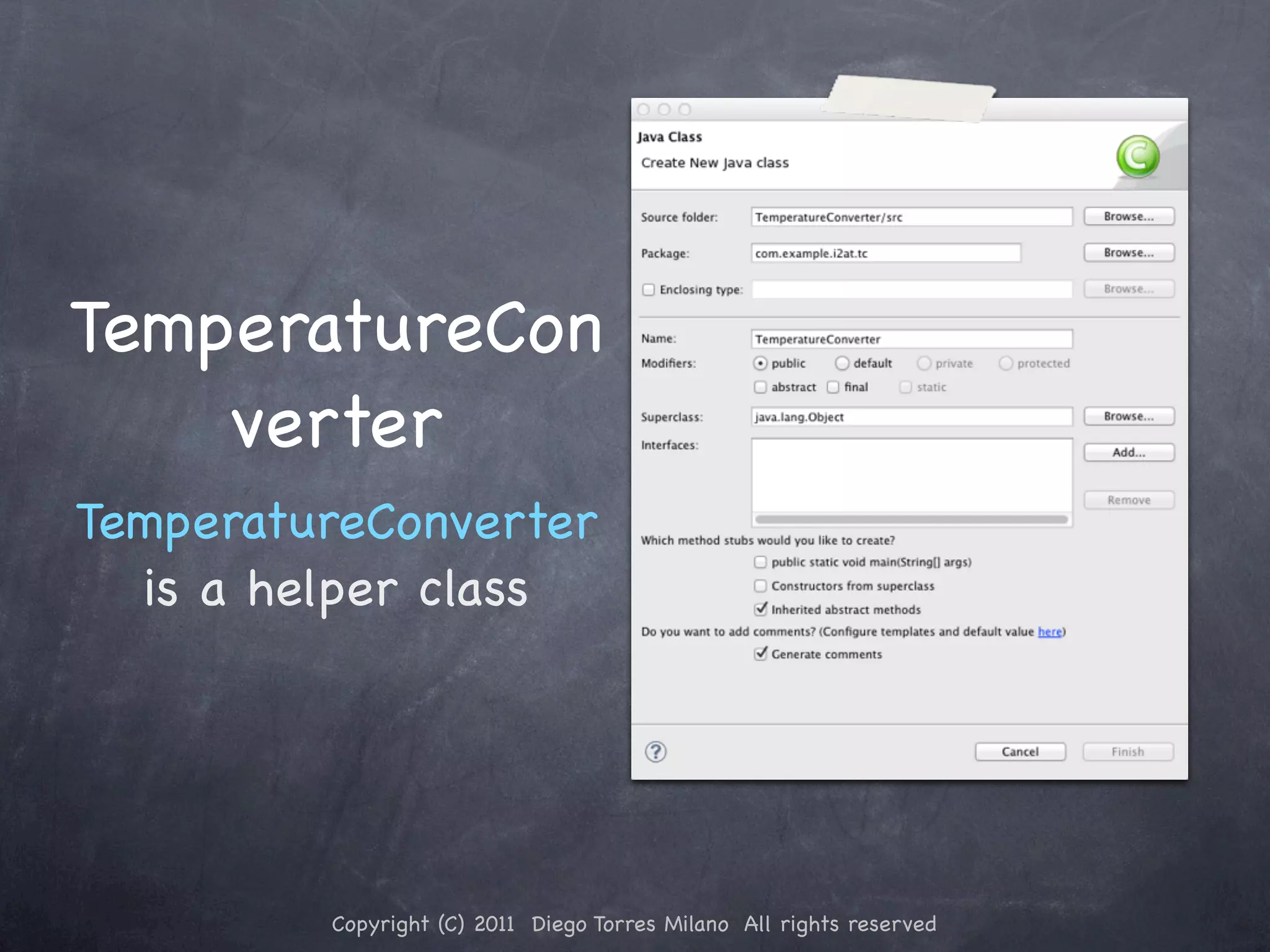 TemperatureCon verter TemperatureConverter is a helper class Copyright (C) 2011 Diego Torres Milano All rights reserved 