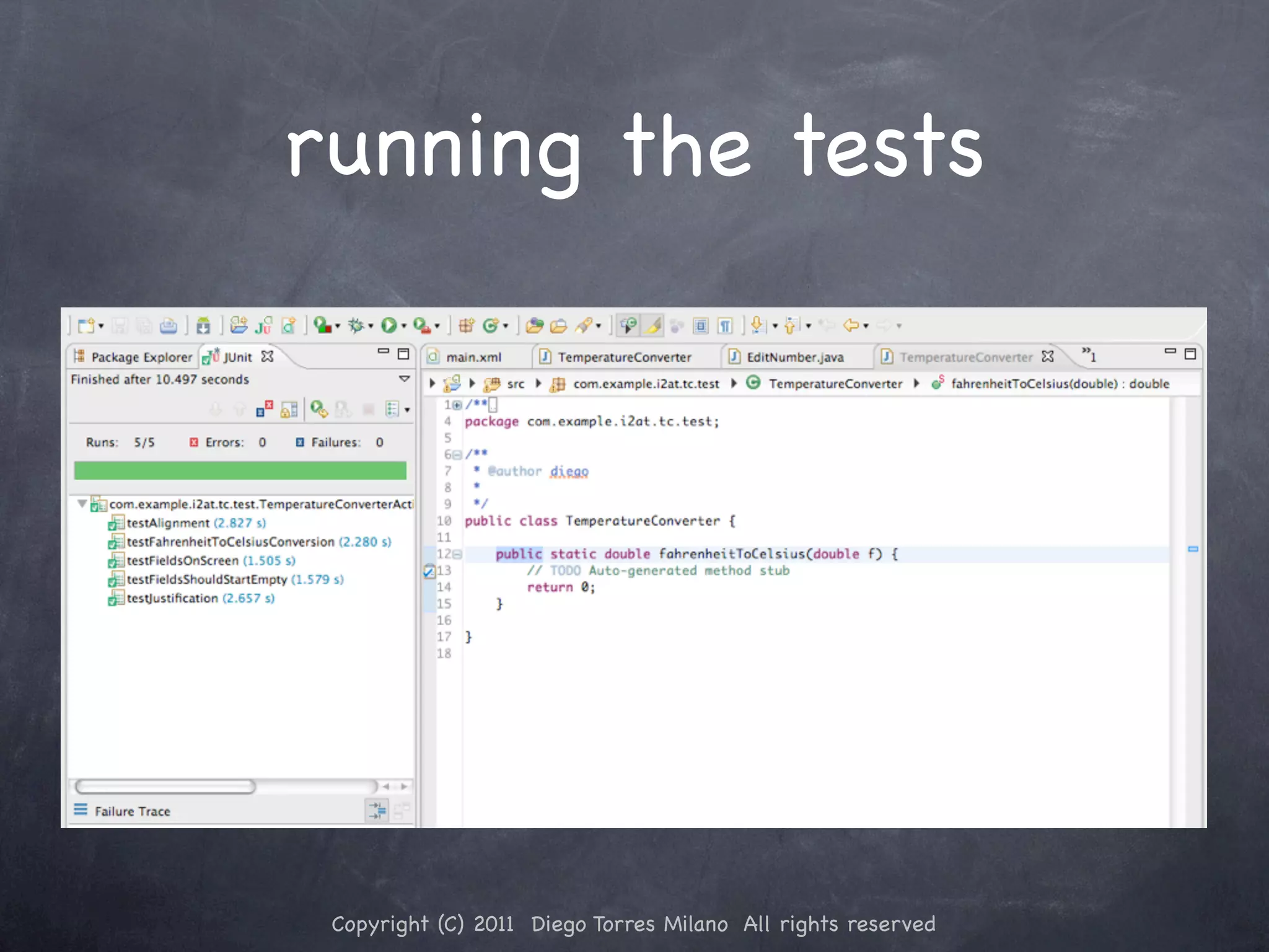 running the tests Copyright (C) 2011 Diego Torres Milano All rights reserved 