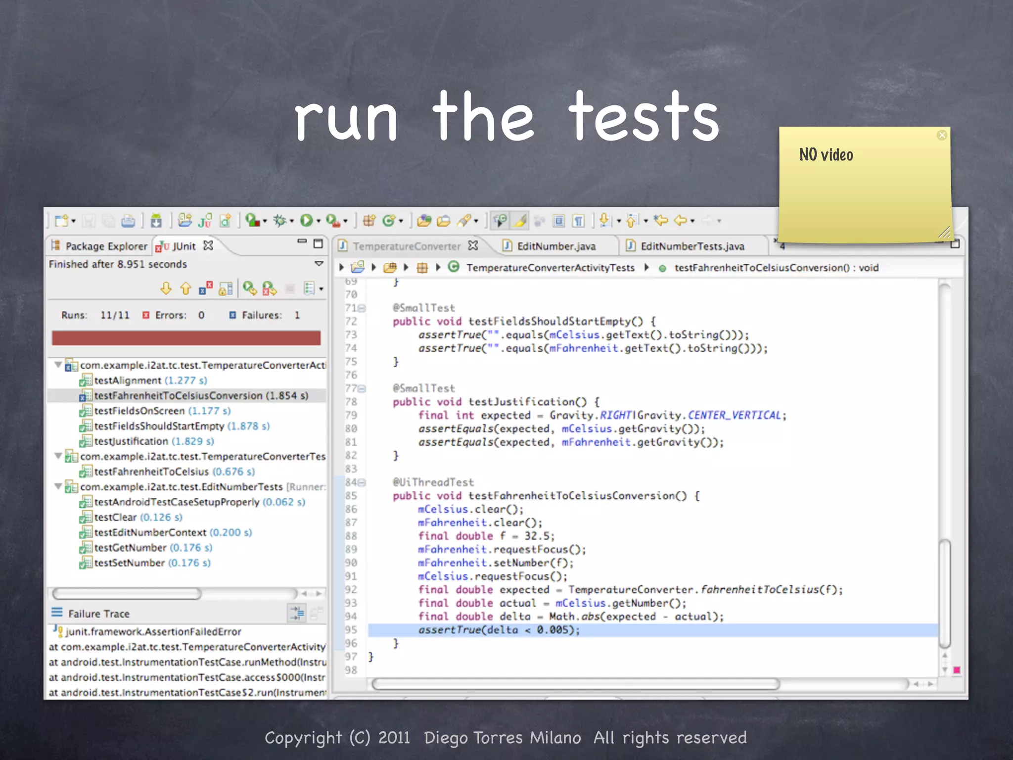 run the tests NO video Copyright (C) 2011 Diego Torres Milano All rights reserved 