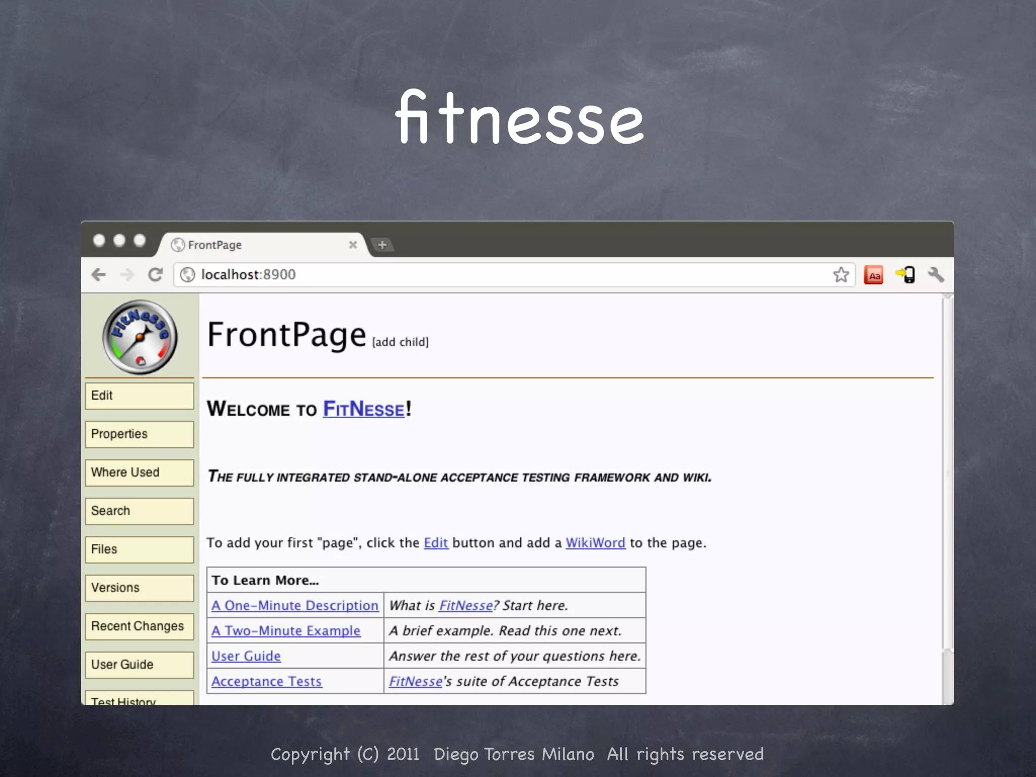 ﬁtnesse Copyright (C) 2011 Diego Torres Milano All rights reserved 