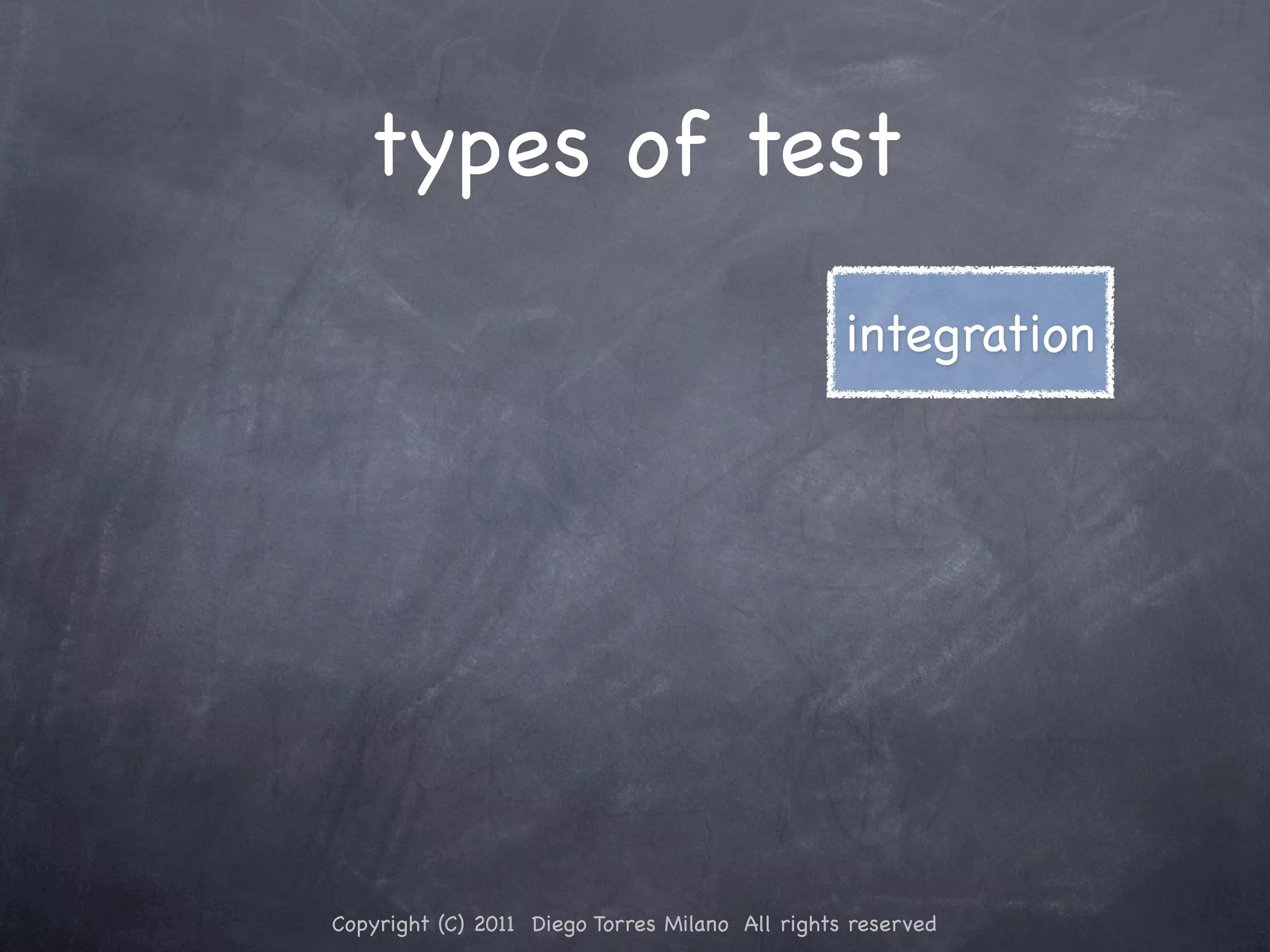 types of test integration Copyright (C) 2011 Diego Torres Milano All rights reserved 