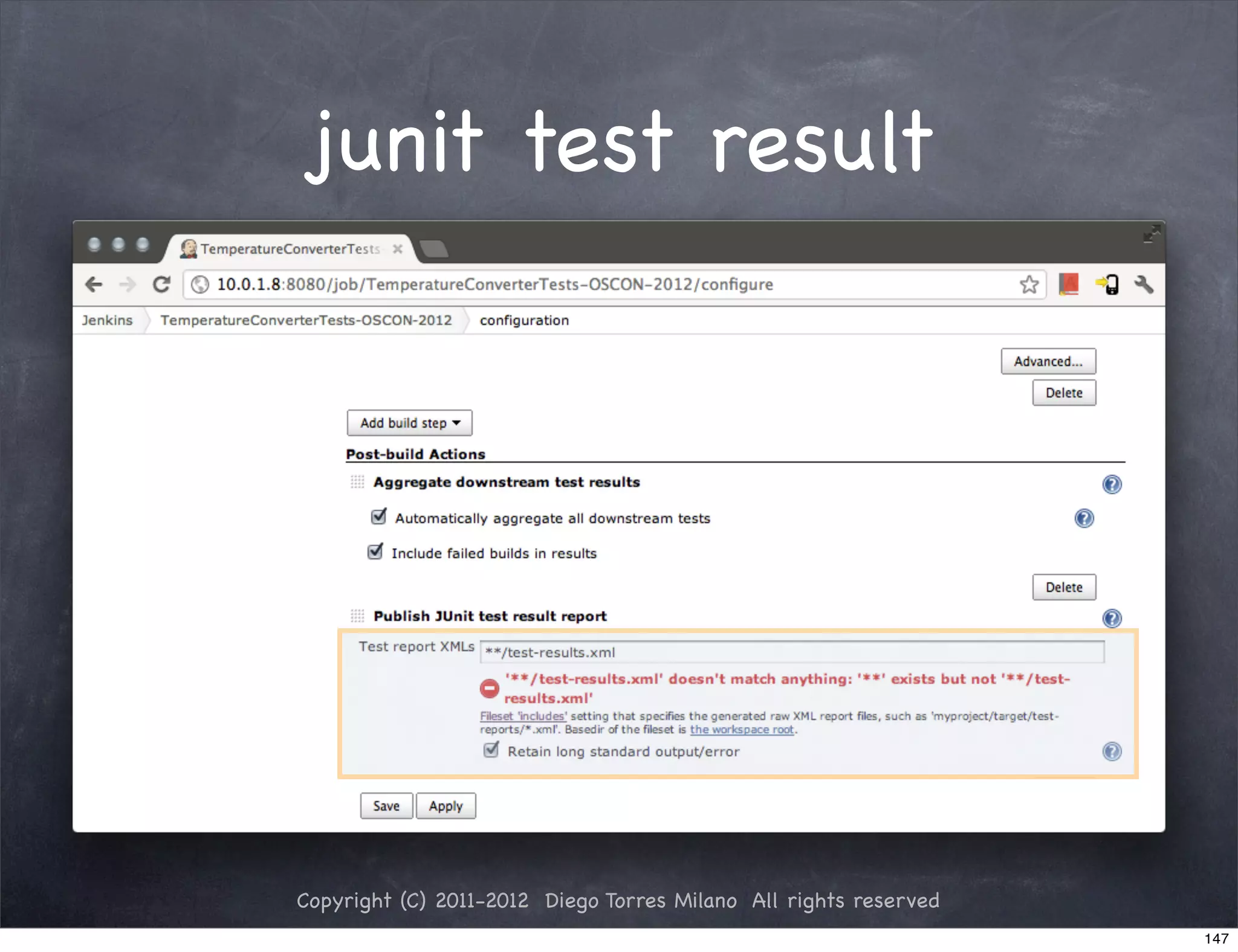junit test result




Copyright (C) 2011-2012 Diego Torres Milano All rights reserved
                                                                  147
 