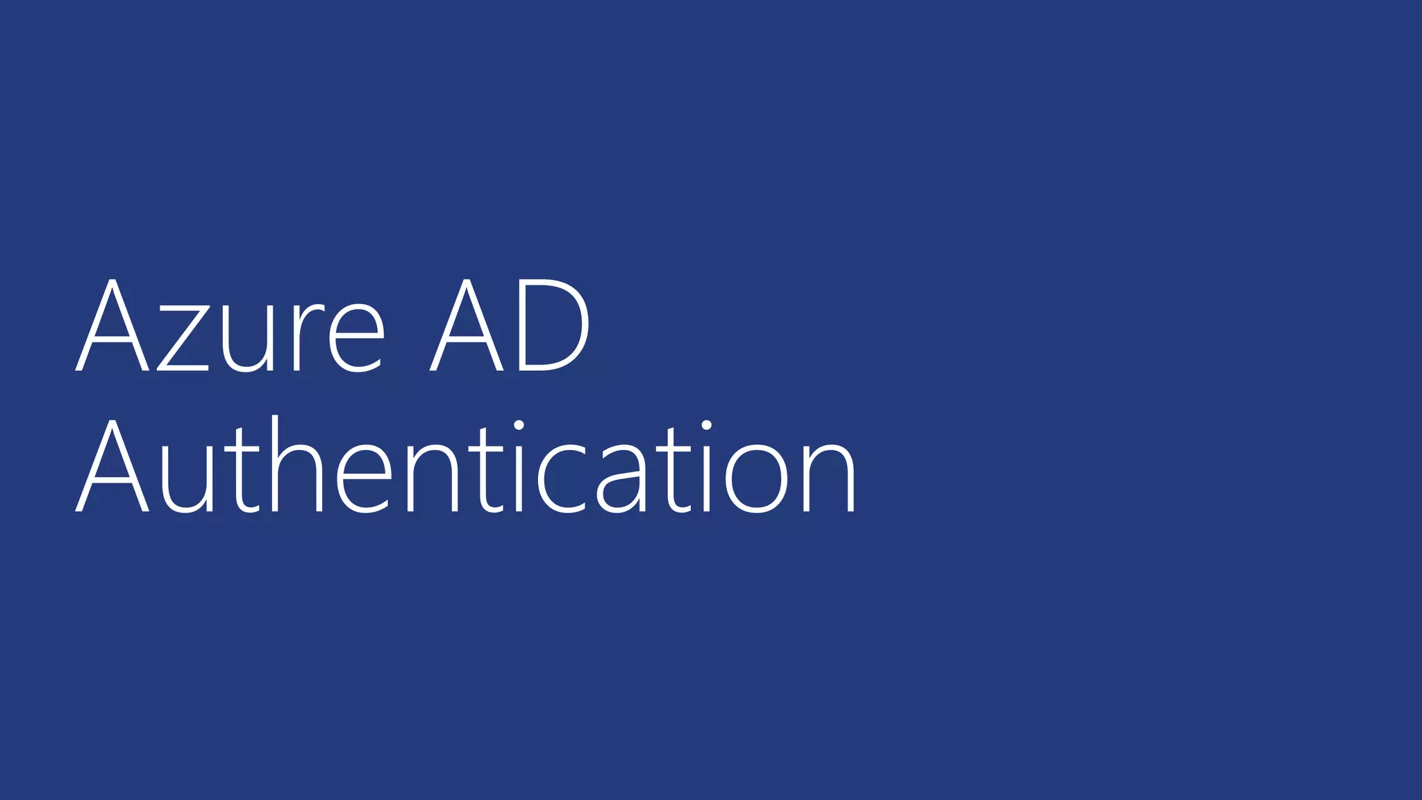 Azure AD Authentication 
