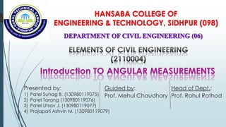 HANSABA COLLEGE OF
ENGINEERING & TECHNOLOGY, SIDHPUR (098)
Guided by:
Prof. Mehul Chaudhary
Head of Dept.:
Prof. Rahul Rathod
Presented by:
1) Patel Suhag B. (130980119075)
2) Patel Tarang (130980119076)
3) Patel Utsav J. (130980119077)
4) Prajapati Ashvin M. (130980119079)
 