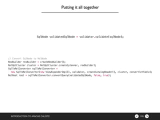 ><INTRODUCTION TO APACHE CALCITE 105
Putting it all together
 