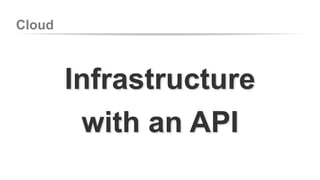 Cloud 
Infrastructure 
with an API 
 