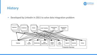 History
• Developed by Linkedin in 2011 to solve data integration problem
 