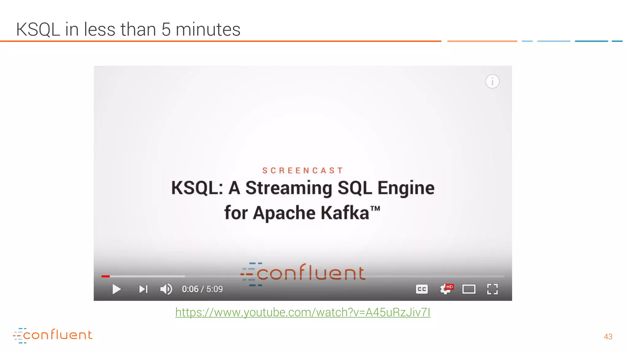 4343 KSQL in less than 5 minutes https://www.youtube.com/watch?v=A45uRzJiv7I 