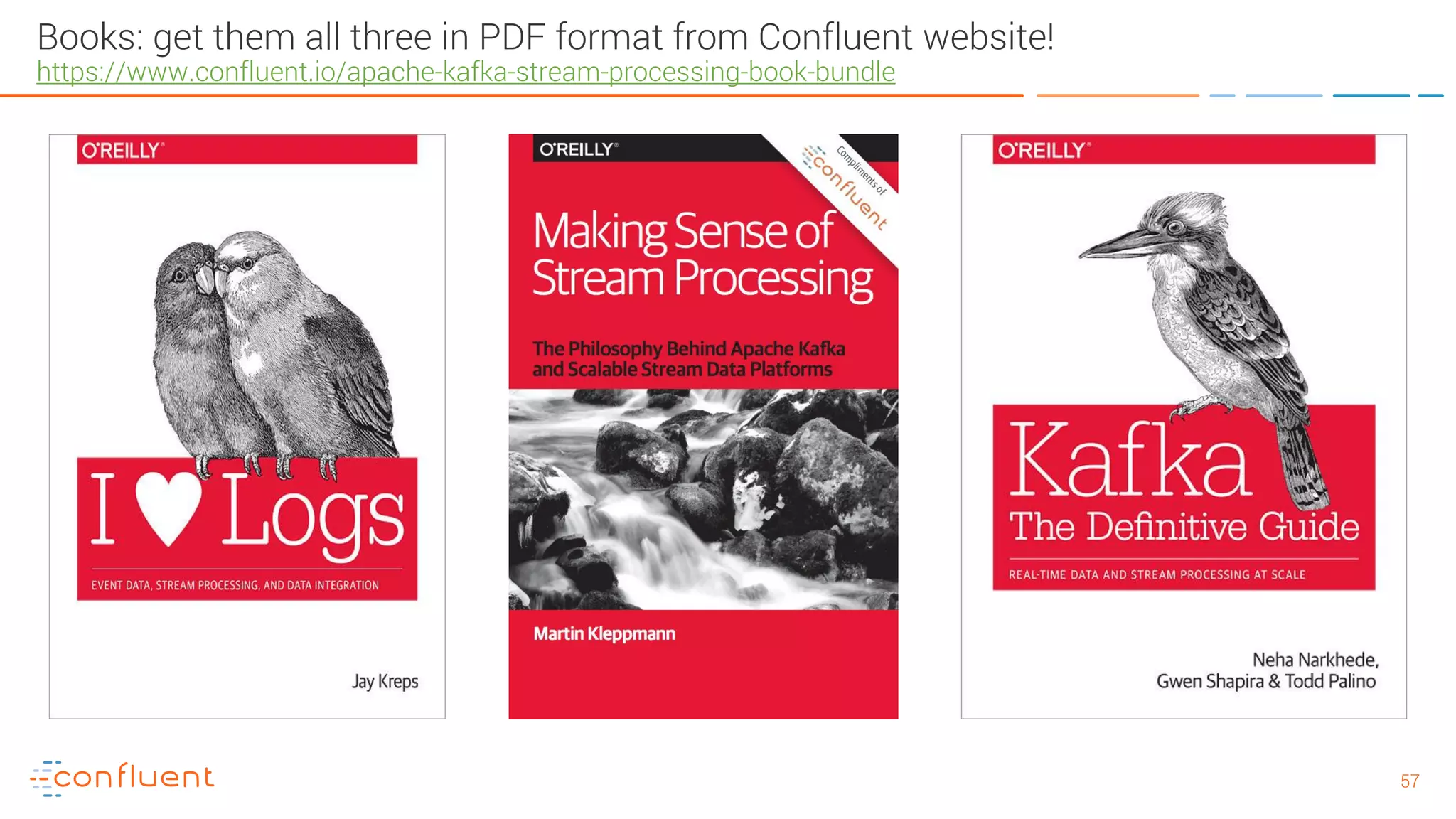 5757 Books: get them all three in PDF format from Confluent website! https://www.confluent.io/apache-kafka-stream-processing-book-bundle 