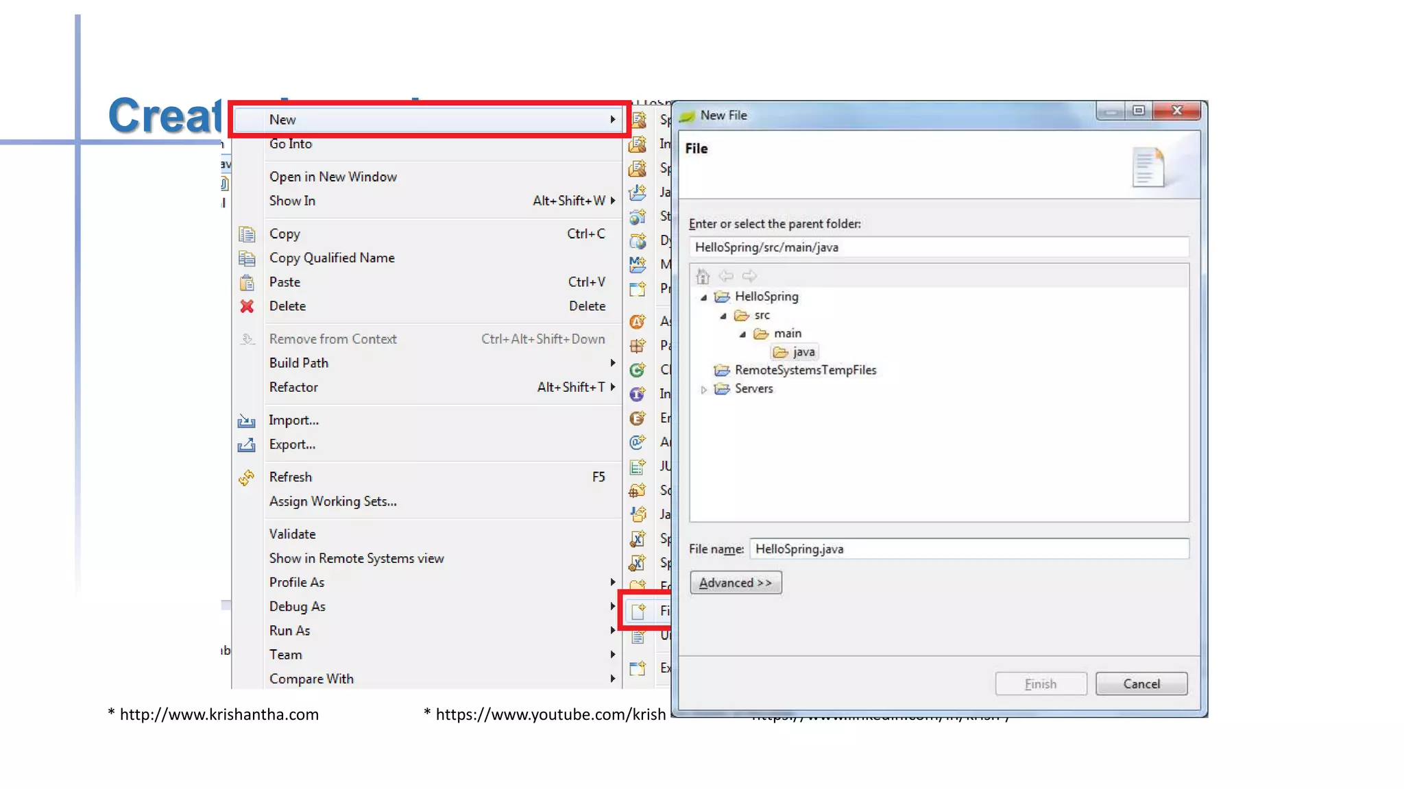 * http://www.krishantha.com * https://www.youtube.com/krish * https://www.linkedin.com/in/krish-/
Create Java class
 