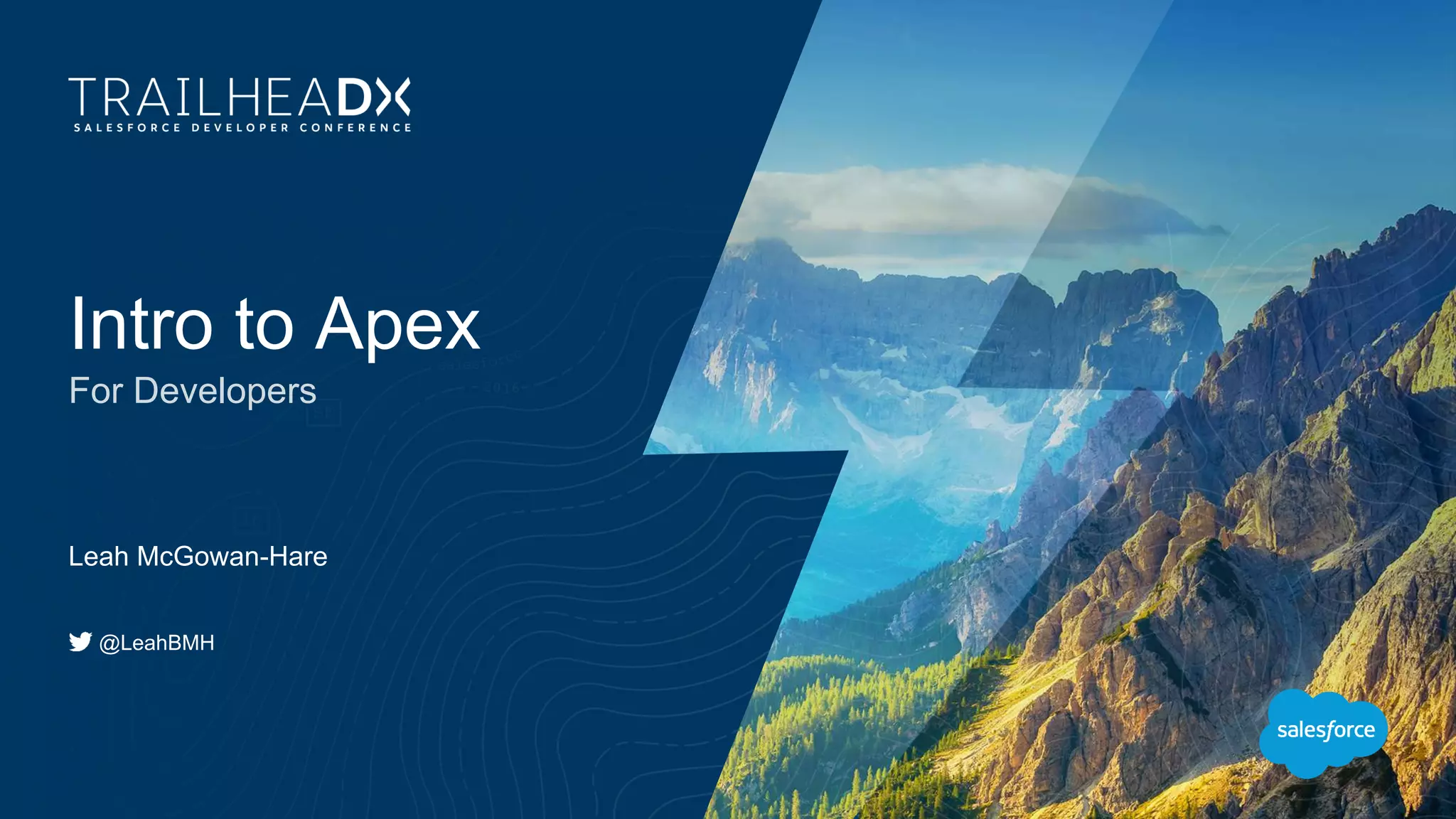Intro to Apex
For Developers
Leah McGowan-Hare
@LeahBMH
 