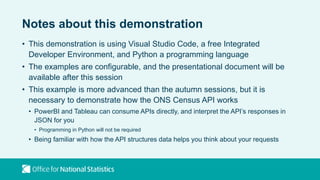 ONS Local and Data Science Community Workshop 1: How to use APIs | PPTX