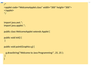 Introduction To Applets methods and simple examples | PPT