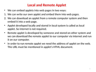 Introduction To Applets methods and simple examples | PPT