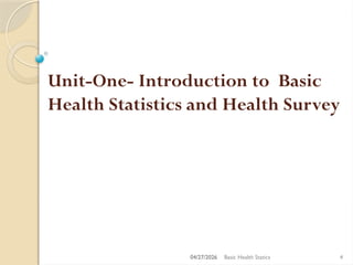 Basic Health Parameters Comprehensive Guide to Basic Health Statistics and Health Surveys for ...