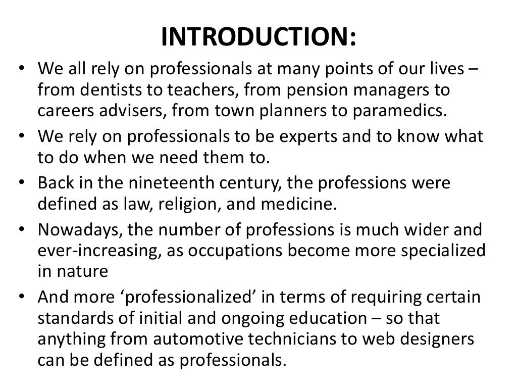 Introduction to a profession & the nursing profession