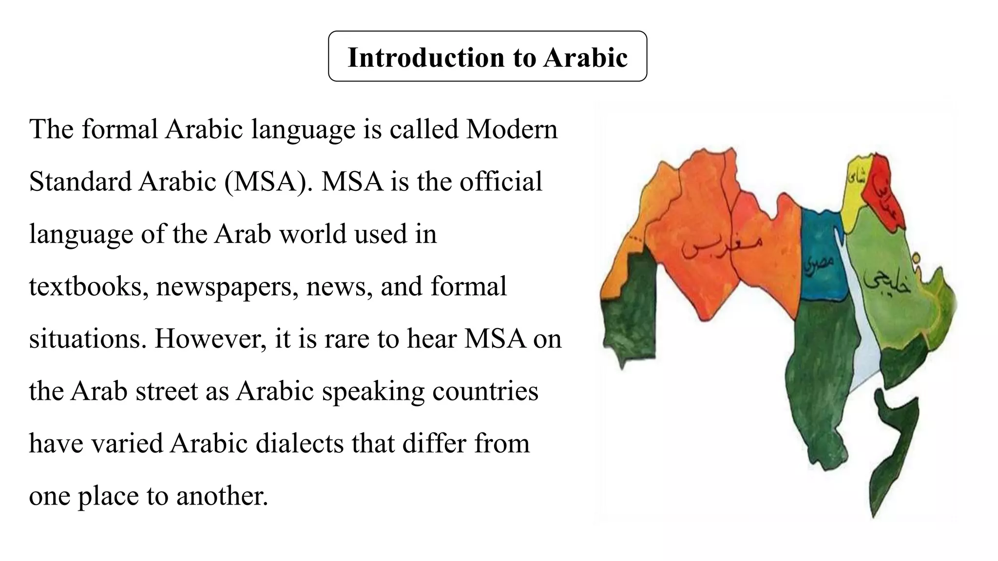Arabic Language Introduction Introduction to Arabic and Alphabet | PPTX