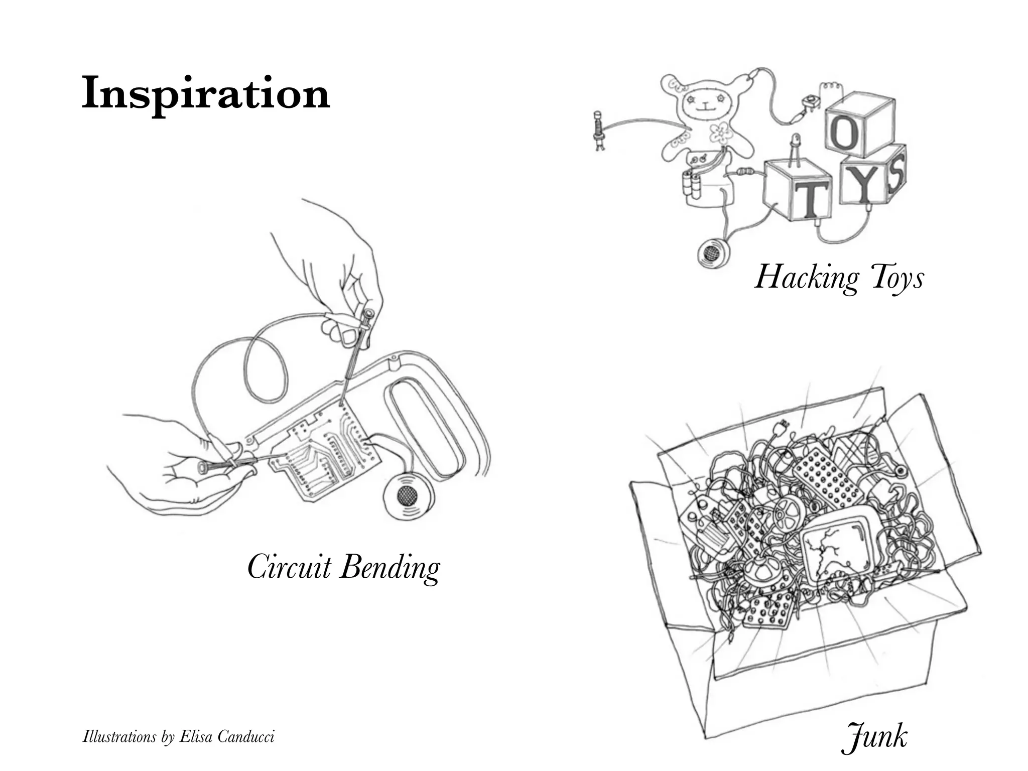 Inspiration Hacking Toys Circuit Bending Illustrations by Elisa Canducci Junk 