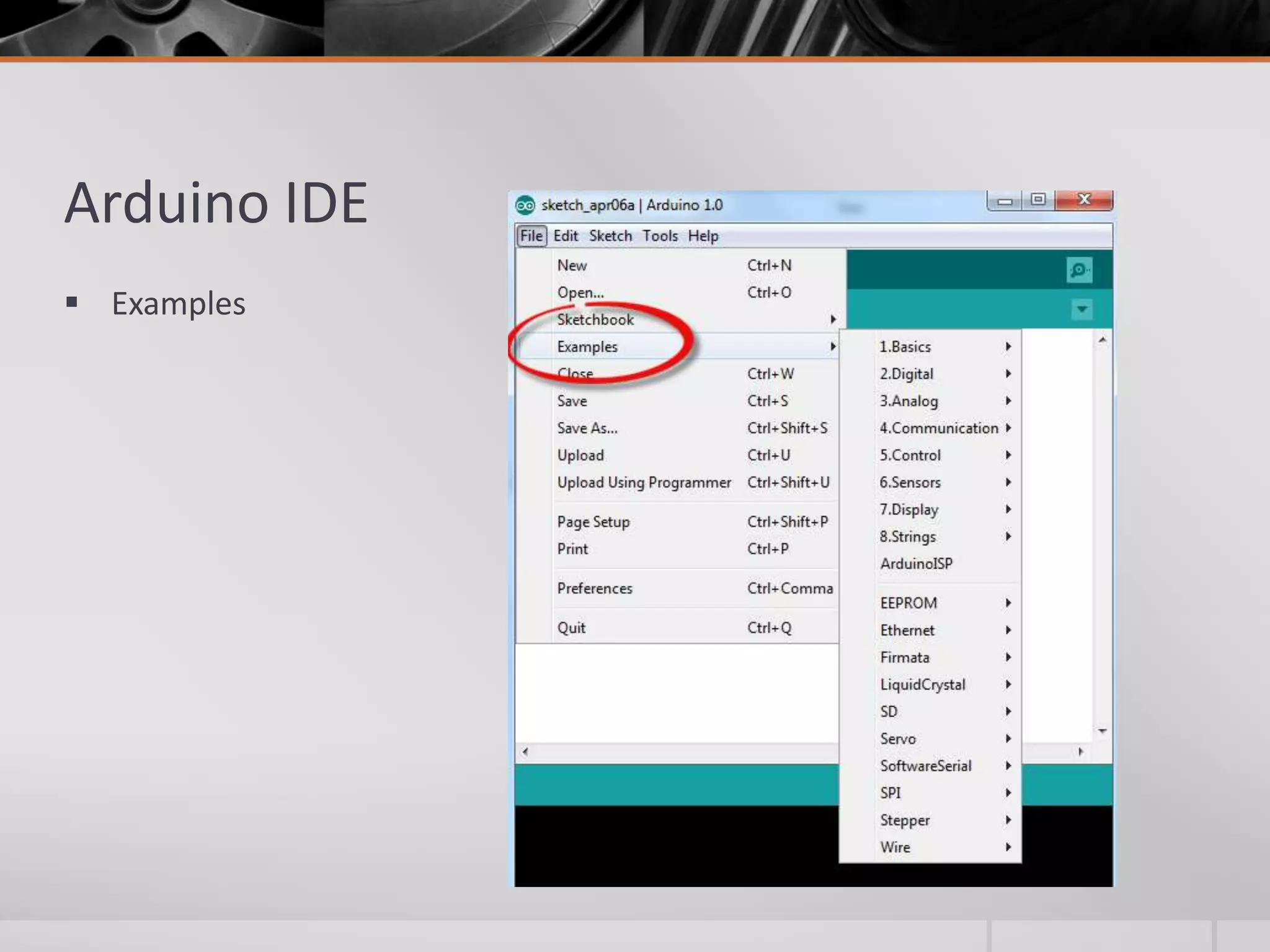Arduino IDE  Examples 