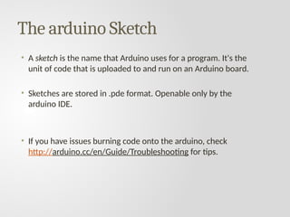 Arduino Sckech Hands On arduino board tech and programming | PPTX