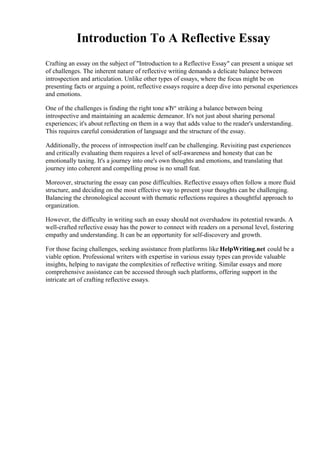 Introduction To A Reflective Essay.pdf | Homework and Study | Education