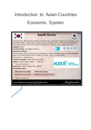 Introduction to Asian Countries
Economic System
 
