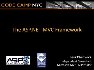 The ASP.NET MVC Framework Jess Chadwick Independent Consultant Microsoft MVP,  ASPInsider 