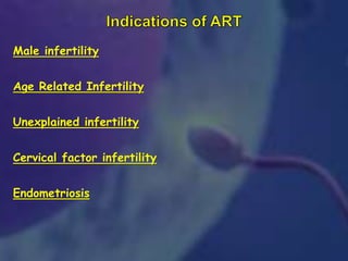 Male infertility
Age Related Infertility
Unexplained infertility
Cervical factor infertility
Endometriosis
 