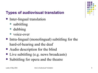 Introduction to audiovidual translation by adriana serban | PPT