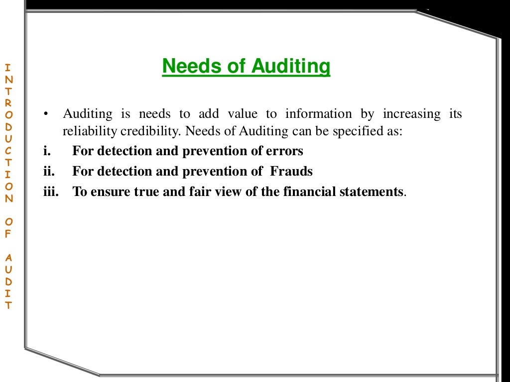 Introduction to auditing