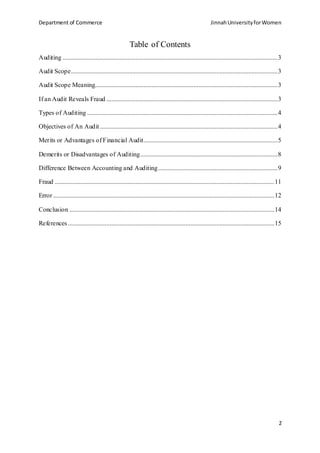 Introduction to Auditing Report | DOCX