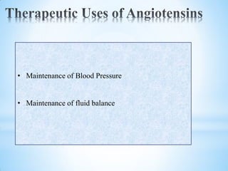 • Maintenance of Blood Pressure
• Maintenance of fluid balance
 