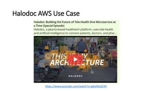 Halodoc AWS Use Case
https://www.youtube.com/watch?v=gdieNSxZC4Y
 