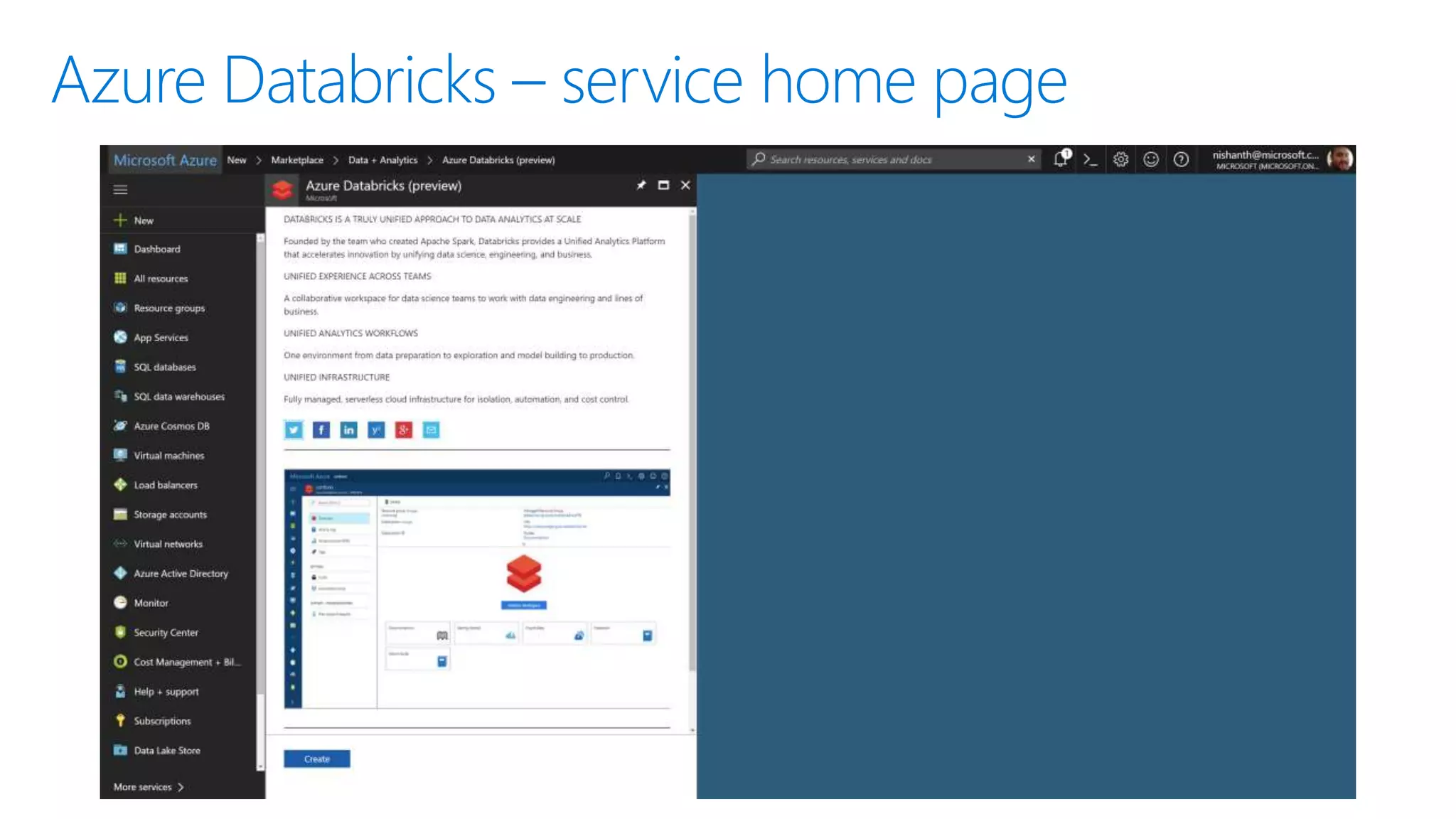 Azure Databricks – service home page
 