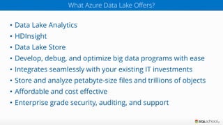 Data Lakes vs Data Warehouses
DATA WAREHOUSE vs. DATA LAKE
Structured
Processed
DATA
Structured
Semi-structured
Unstructur...