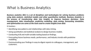Introduction to Business Analytics and applications | PPTX